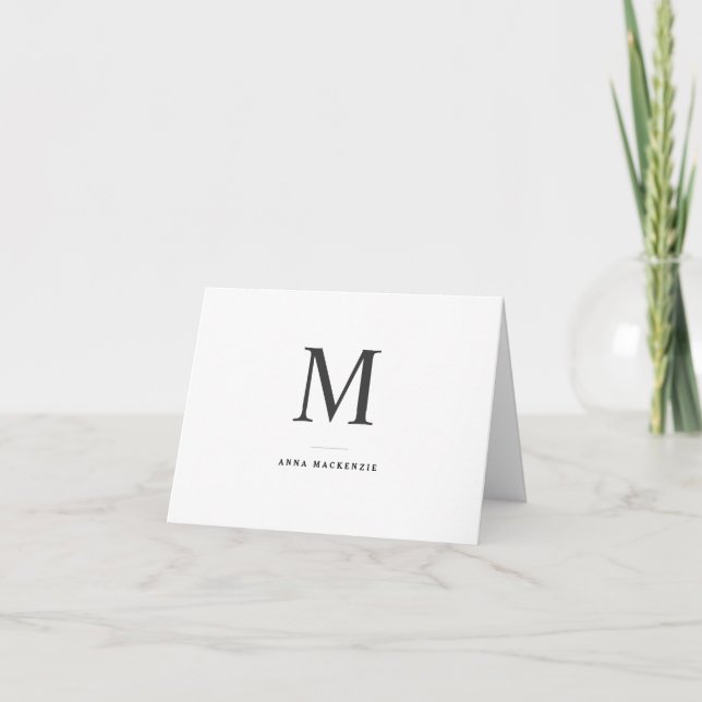 Classic Simple Modern Monogram Folded Note Card (Front)
