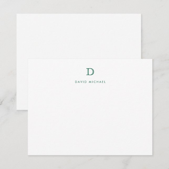 Classic Simple Modern Monogram Initial Note Card (Front/Back)
