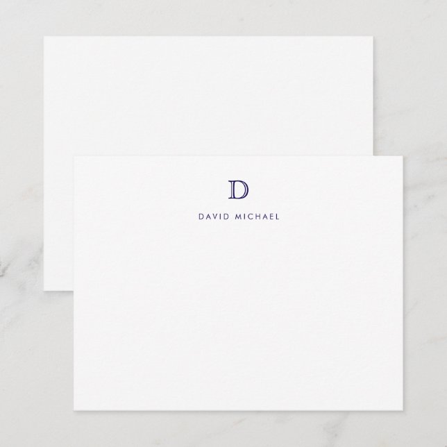 Classic Simple Modern Monogram Initial Note Card (Front/Back)