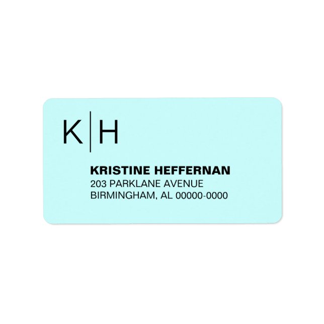 Classic Simple Monogram Address Label (Front)