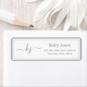 Classic Simple Monogram Initial Light Grey Address