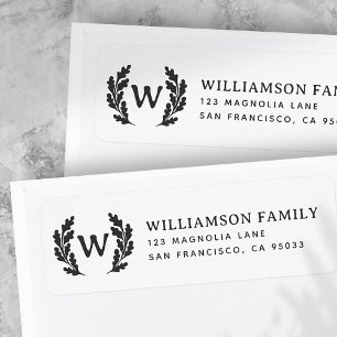 Classic Simple Monogram Wreath Return Address