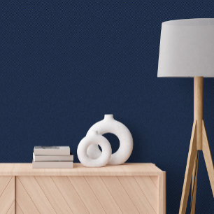 Classic simple navy blue herringbone tweed effect wallpaper