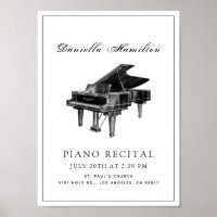 Classic Simple Piano Blanc Considérant Poster