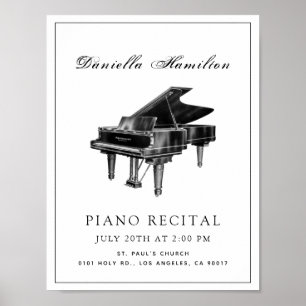 Classic Simple Piano White Recital Poster