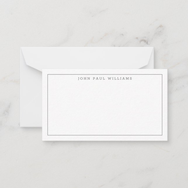 Classic Simple Professional Thin Border Grey Slate Card (Front)