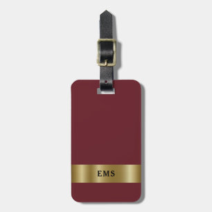 Classic Simple Red and Gold Monogram Luggage Tag