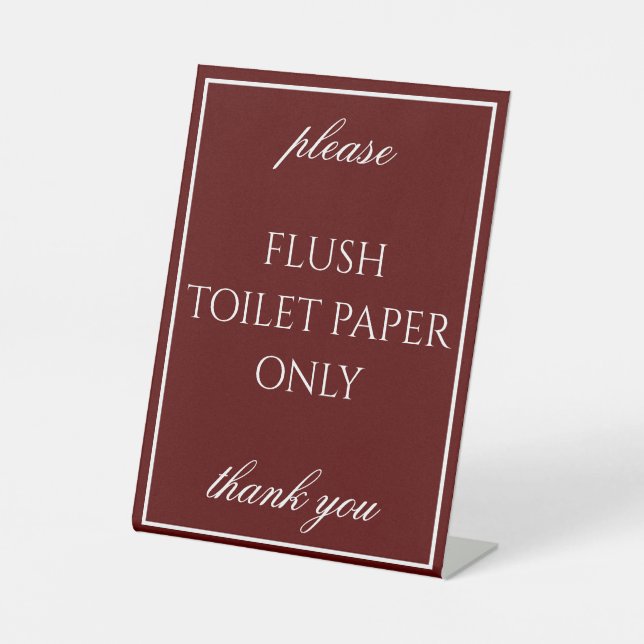 Classic Simple Red Bathroom Septic Counter Sign (Front)