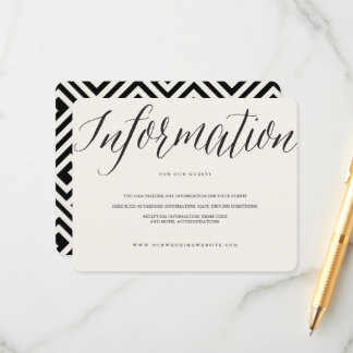 Classic Simple Script Modern Wedding Information Enclosure Card