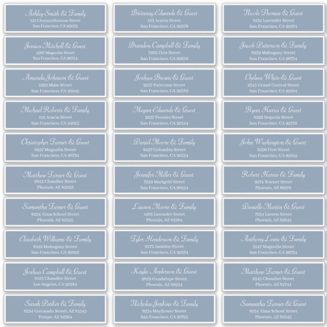 Classic Simple Script Wedding Guest Names Address (Front)