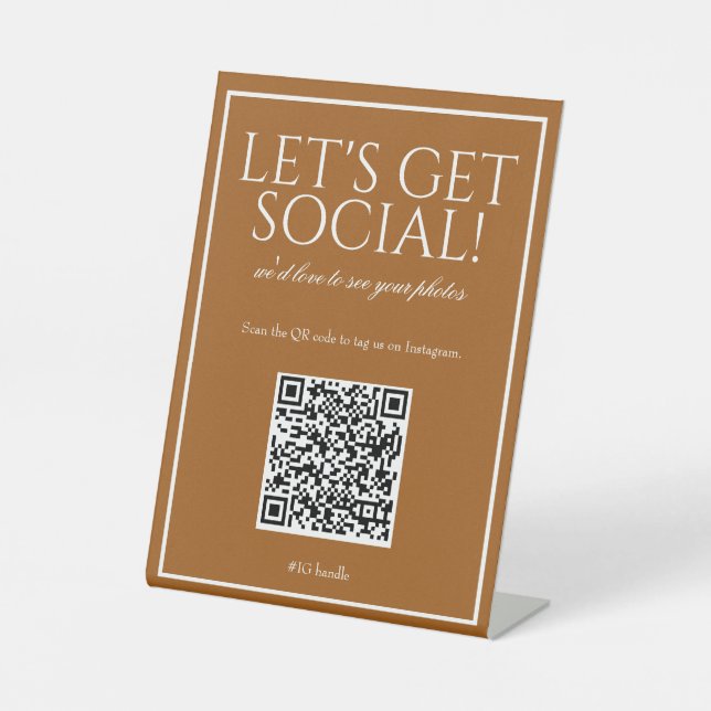 Classic Simple Sienna QR Code Social Media Sign (Front)