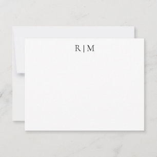 Classic Simple Two Monogram Note Card