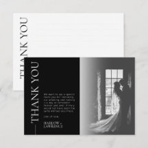 Classic Simple Wedding Photo Thank You Card