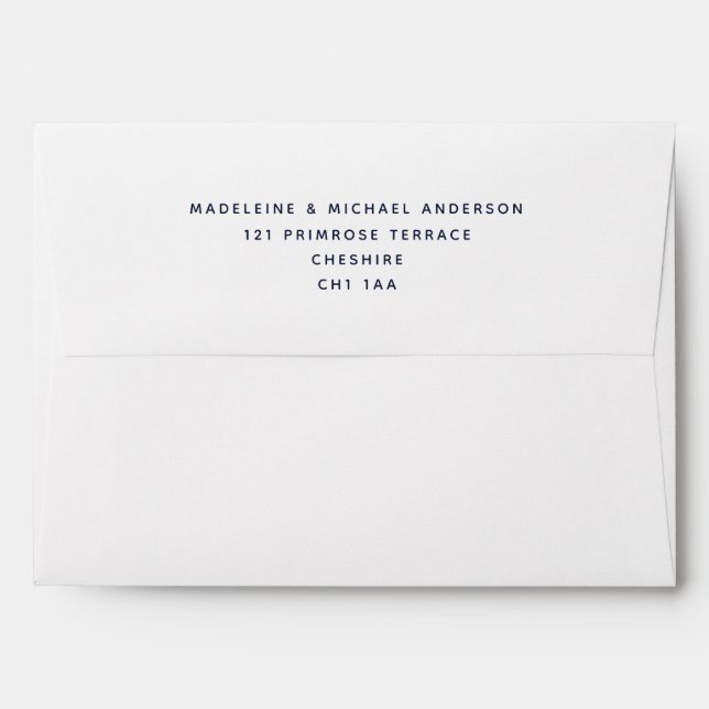 Classic Simple White and Blue Return Address Envelope (Back (Top Flap))