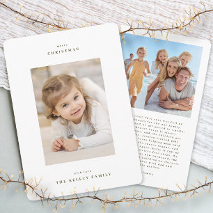 Classic & Simple White Christmas Modern Photo  Holiday Card