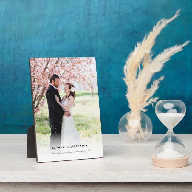 Classic Simple White Gradient Wedding Photo Easel Plaque (Side)
