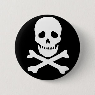 classic skull and crossbones 2 inch round button