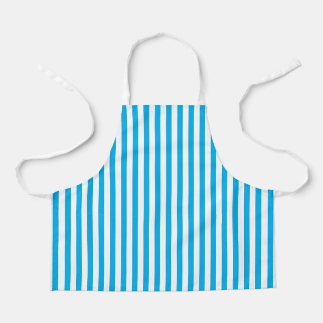 Classic Sky Blue and White Vertical Stripes Apron (Front)