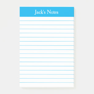 Classic Sky Blue Lined Personalized Post-it Notes