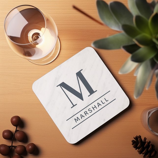 Classic Slate Personalized Family Monogram Initial Coaster (Creator Uploaded)