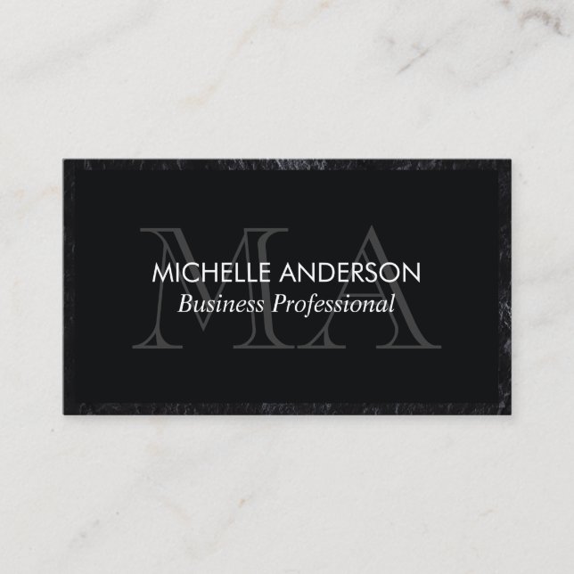 Classic Slate Trim | Monogram | Executive Business Card (Front)