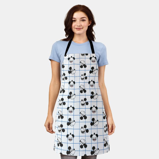 Classic Smiling Mickey Mouse Grid Pattern Apron (Worn)