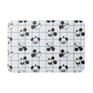 Classic Smiling Mickey Mouse Grid Pattern Bath Mat