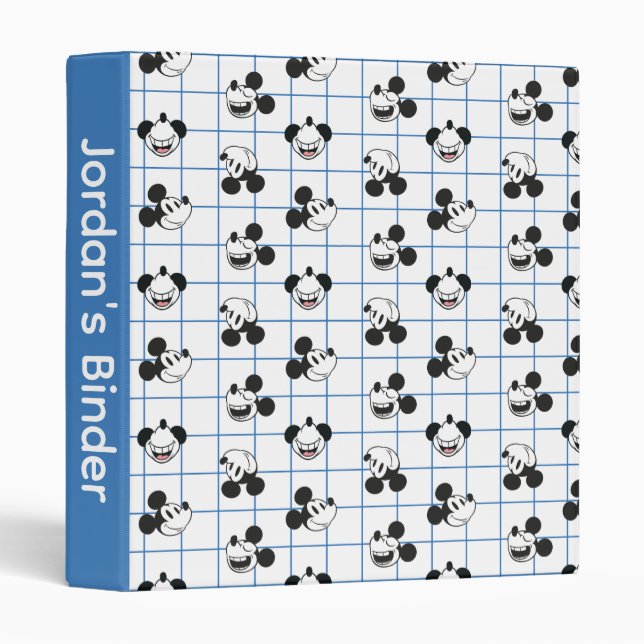 Classic Smiling Mickey Mouse Grid Pattern Binder (Front/Spine)