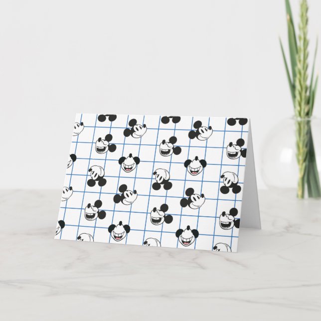 Classic Smiling Mickey Mouse Grid Pattern Card (Front)