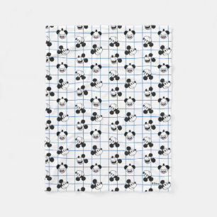 Classic Smiling Mickey Mouse Grid Pattern Fleece Blanket