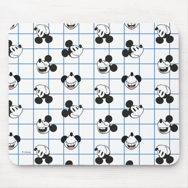 Classic Smiling Mickey Mouse Grid Pattern Mouse Pad (Front)