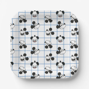 Classic Smiling Mickey Mouse Grid Pattern Paper Plate