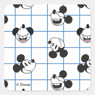 Classic Smiling Mickey Mouse Grid Pattern Square Sticker