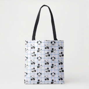 Classic Smiling Mickey Mouse Grid Pattern Tote Bag