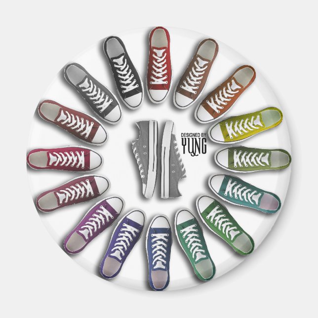 Classic Sneakers Circle Magnet (Front)