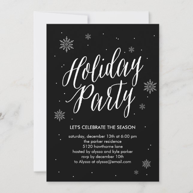 Classic Snowflakes Holiday Party Invitation (Front)