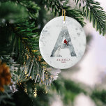 Classic Snowy Christmas Winter Scene Monogram A Ceramic Ornament<br><div class="desc">Bring timeless charm to your holiday décor with this Classic Snowy Christmas Winter Scene Monogram Ceramic Ornament. Featuring a serene snowy landscape and a customizable monogram, this keepsake ornament blends traditional Christmas elegance with a personal touch. Perfect for gifting to family, friends, or as a memorable addition to your own...</div>
