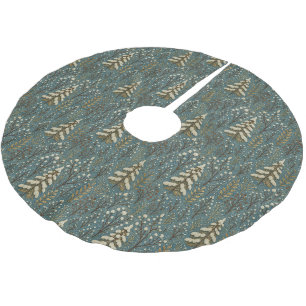 Classic Snowy Winter Forest Trees Art Pattern Brushed Polyester Tree Skirt