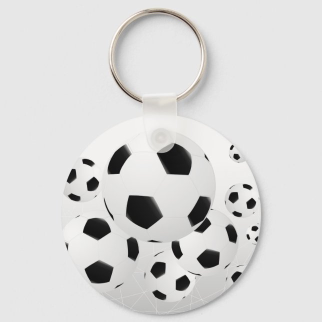 Classic Soccer Football Balls Flying Sports Keychain (Front)