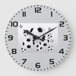 Classic Soccer Football Balls Flying Sports Large Clock