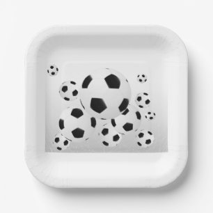Classic Soccer Football Balls Flying Sports Paper Plate