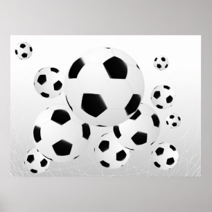 Classic Soccer Football Balls Flying Sports Poster