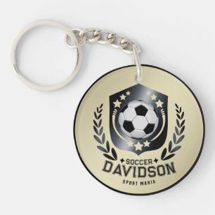 Classic Soccer Shield Custom Text and Background Keychain