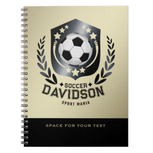 Classic Soccer Shield   Custom Text and Background Notebook