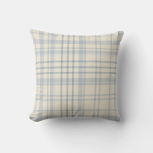 Classic Soft Blue & Beige Plaid Throw Pillow