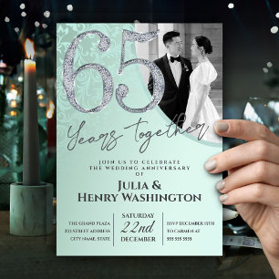 Classic Soft Green 65th Wedding Anniversary Invitation