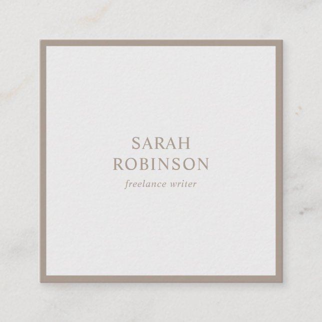 Classic soft grey elegant minimalist writer plain square business card (Front)