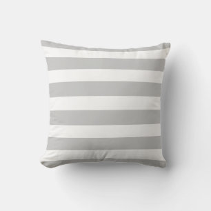 Classic soft grey white strips outdoor pillow