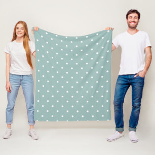 Classic Soft Sage Green White Dots Minimalist Geom Fleece Blanket