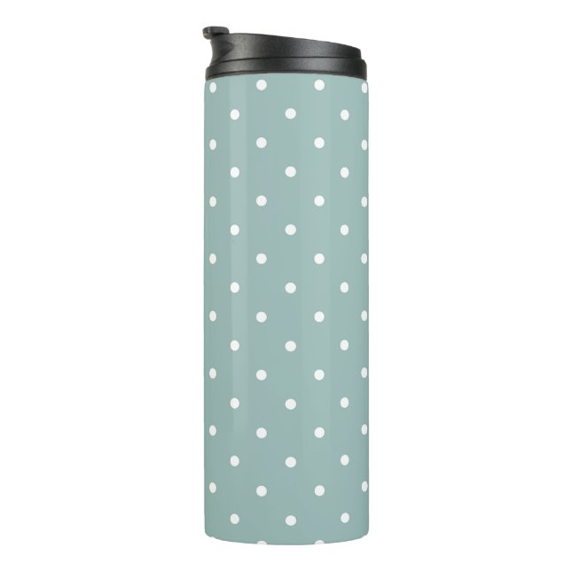Classic Soft Sage Green White Dots Minimalist Geom Thermal Tumbler (Rotated Right)